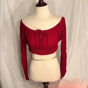 Chic Red Off-Shoulder Crop Top